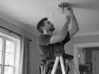 Fictional grayscale electrician trade photo